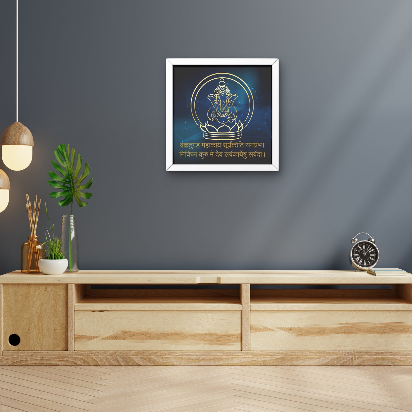 Vakratunda Mahakaya - Wall Frame | 8x8 Inch | Manidweep Art